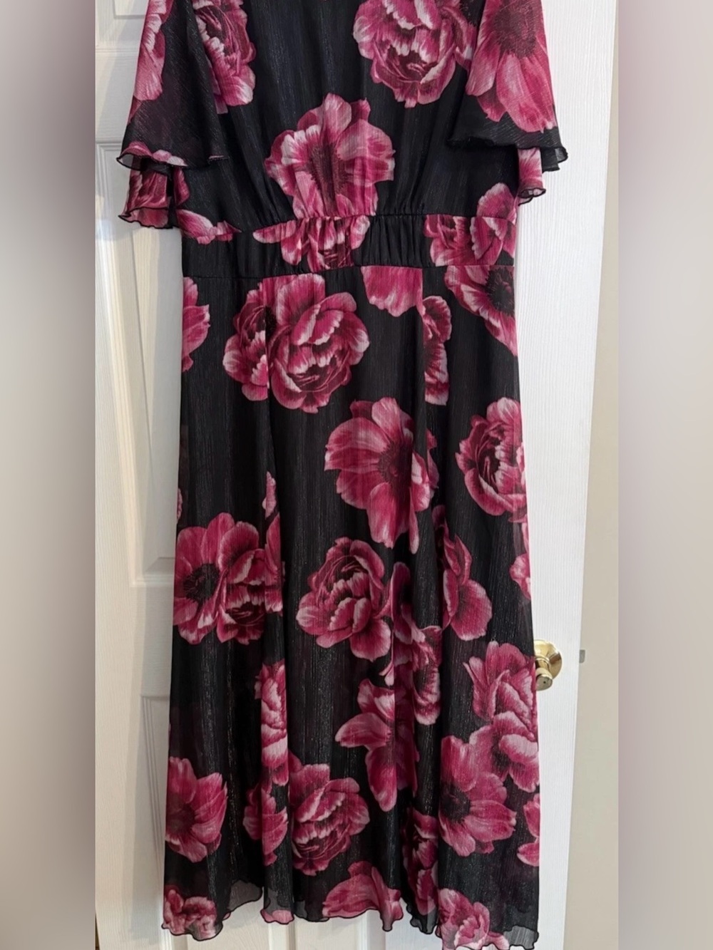 ENFOCUS Women’s 16W Black& Pink Floral Maxi Dress